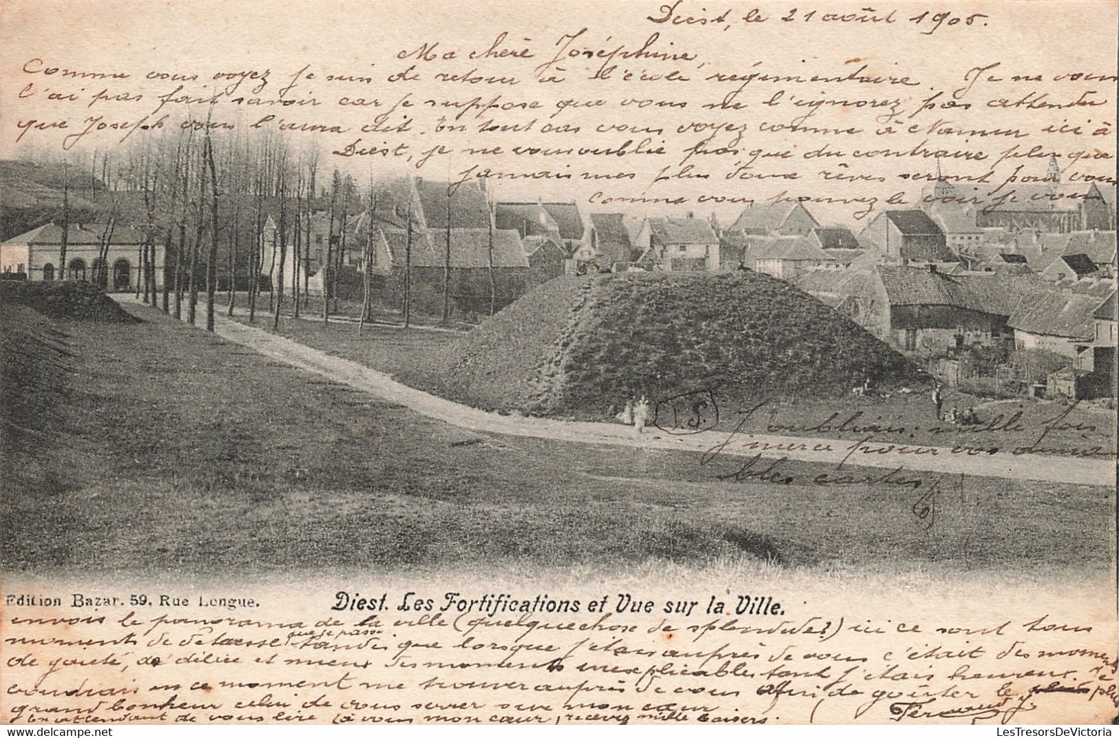 CPA - Belgique - Diest - Les Fortifications Et Vue Sur La Ville - Edit. Bazar - Précurseur - Oblitéré Diest 1905 - Diest