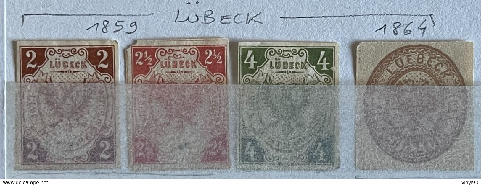 1859 à 64 - Deutsche Staaten (Etat Allemand) - 4 Timbres Originaux De Luebeck (Lübeck)  Neufs - - Luebeck