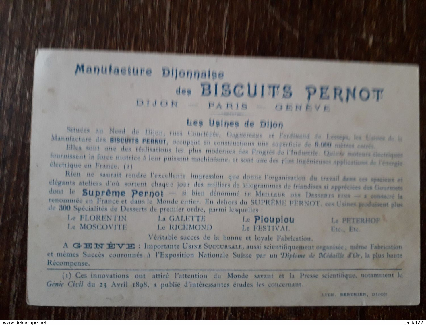 L41/52 CHROMO BISCUITS PERNOT . Vue De L'usine De Dijon - Pernot