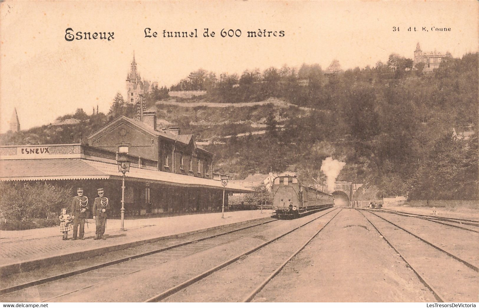 CPA - Belgique - Esneux - Le Tunnel De 600 Mètres - Edit. E. Coune - Animé - Gare - Train - Clocher - Esneux