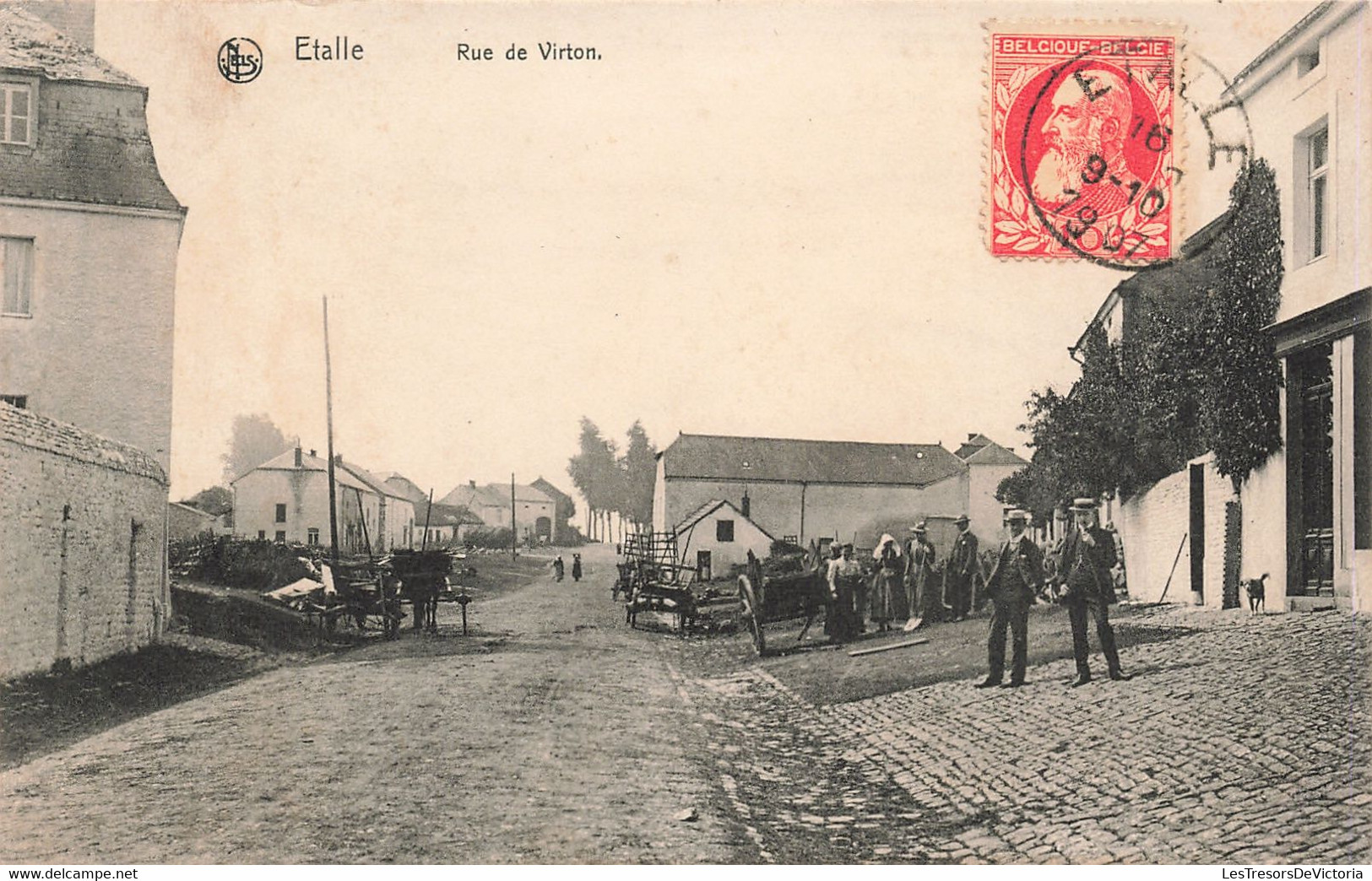 CPA - Belgique - Etalle - Rue De Virton - Edit. Dorsinfang - Nels - Oblitéré Etalle 1907 - Animé - Chien - Charette - Etalle