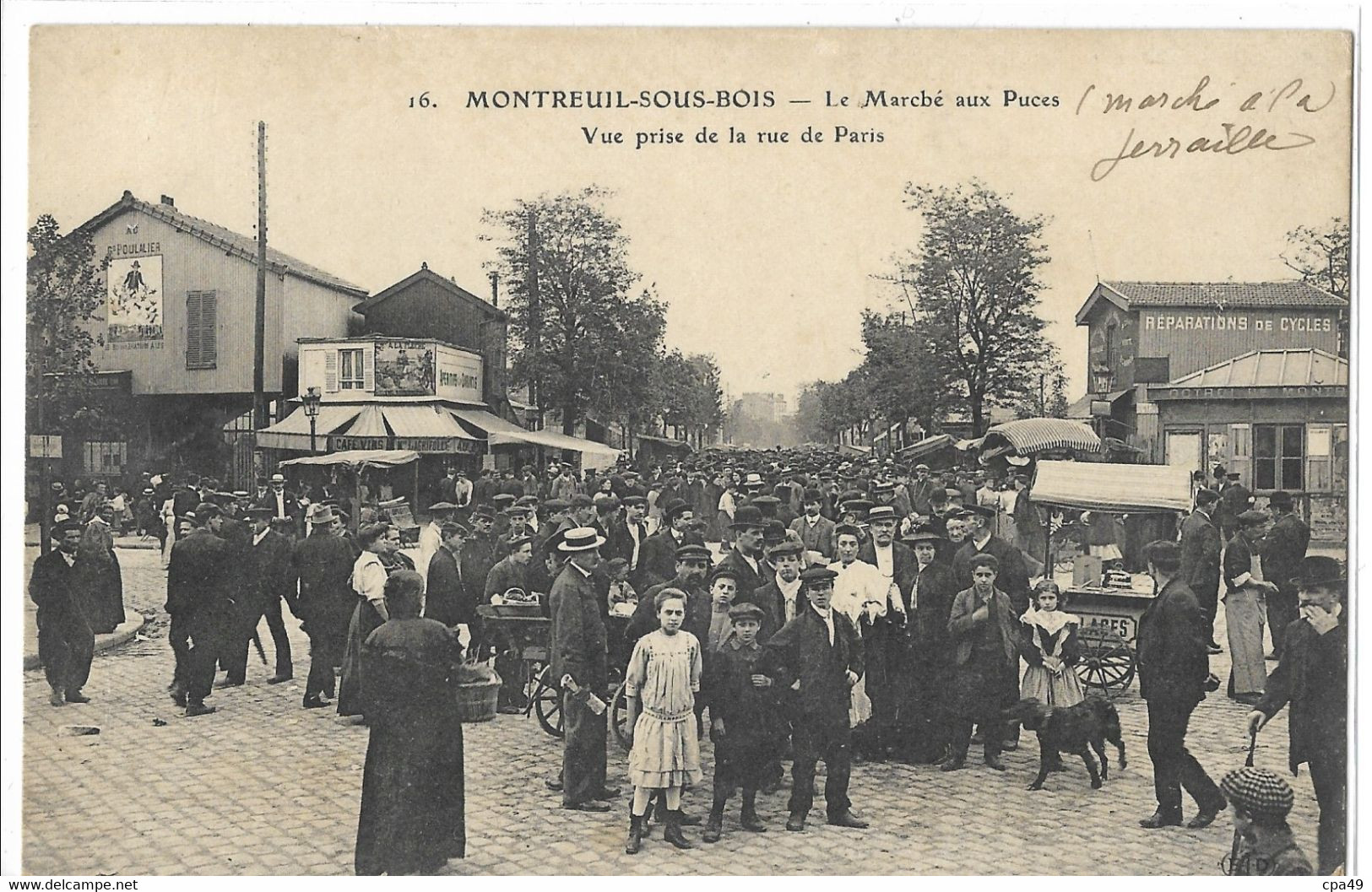 93    MONTREUIL - SOUS - BOIS   LE  MARCHE  AUX  PUCES  VUE  PRISE  DE  LA  RUE  DE  PARIS - Montreuil