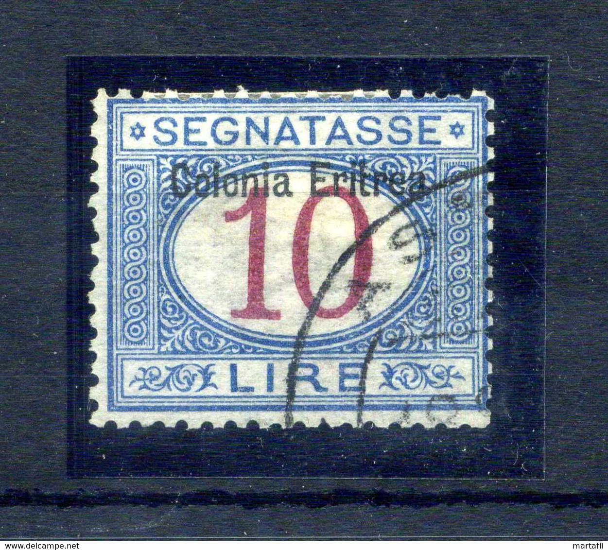 1903 ERITREA Segnatasse N.11 10 Lire USATO - Eritrea