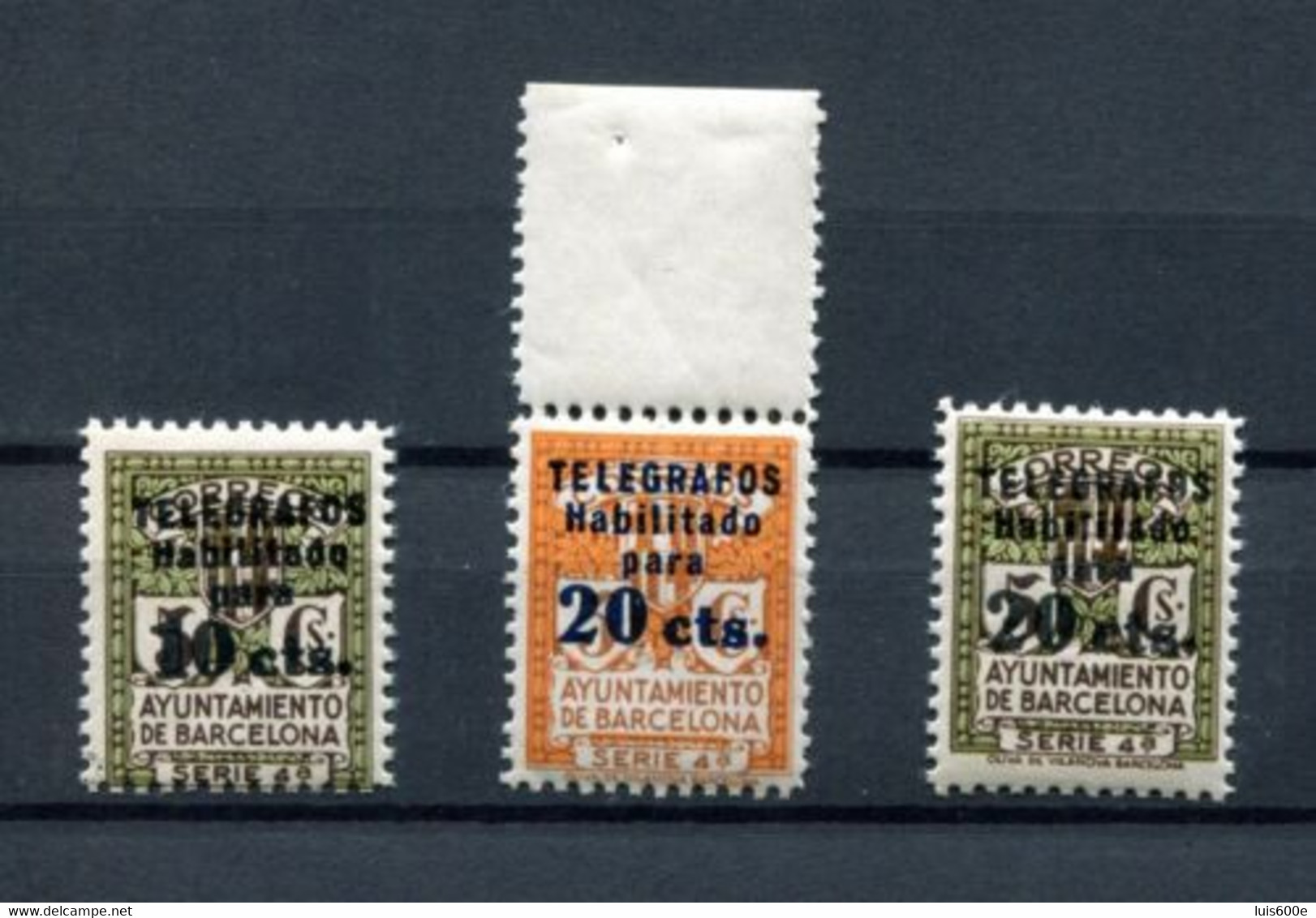 1936.ESPAÑA.BARCELONA.TELEGRAFOS.EDIFIL 10/12**.NUEVOS SIN FIJASELLOS(MNH).CATALOGO 51€ - Barcelona