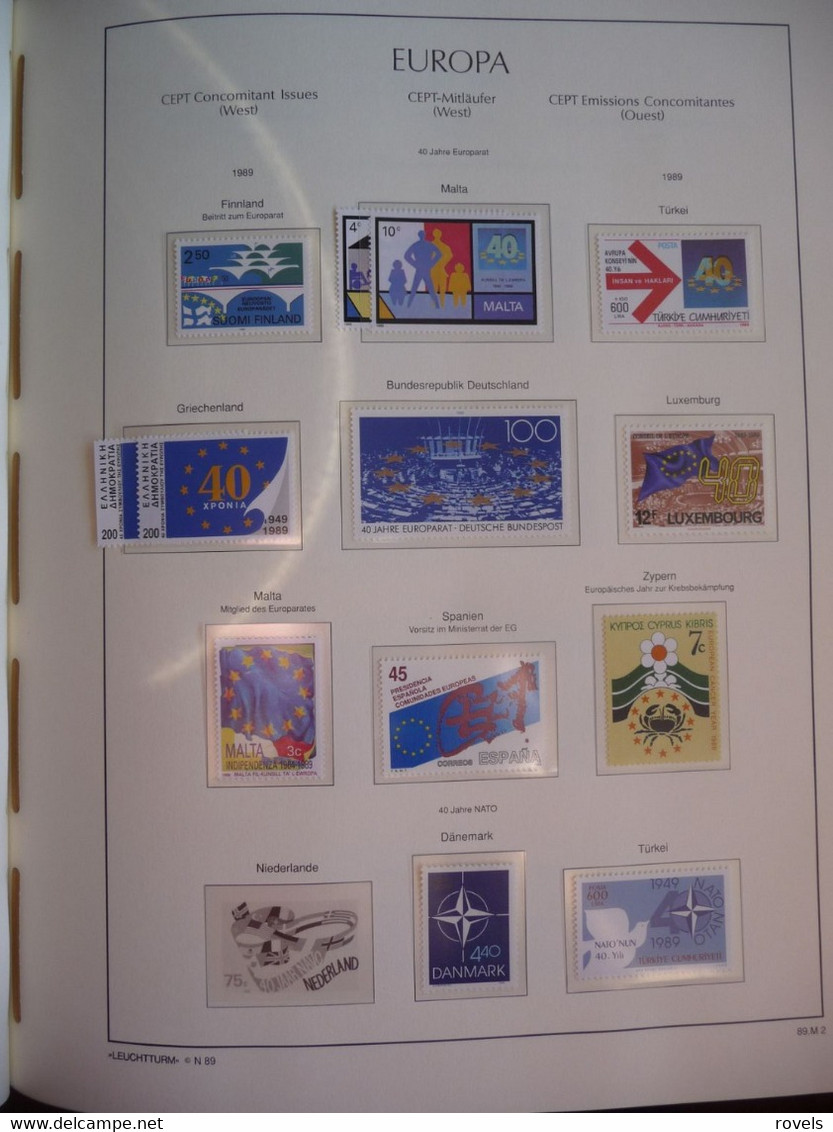 Europa -cept 1989 through 1991 MNH . all in a luxury leuchttrum album. see scan.