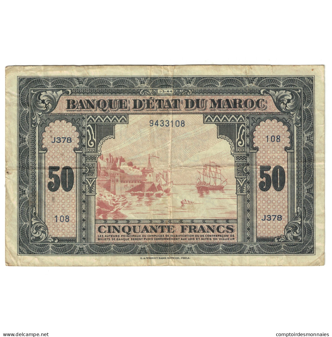 Billet, Maroc, 50 Francs, 1944, 1944-03-01, KM:26a, TTB - Marocco