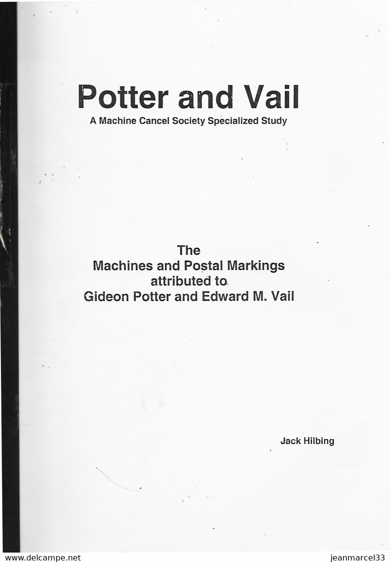 Catalogue D'oblitérations Mécaniques POTTER AND VAIL Machines And Postal Markings USA - Stati Uniti