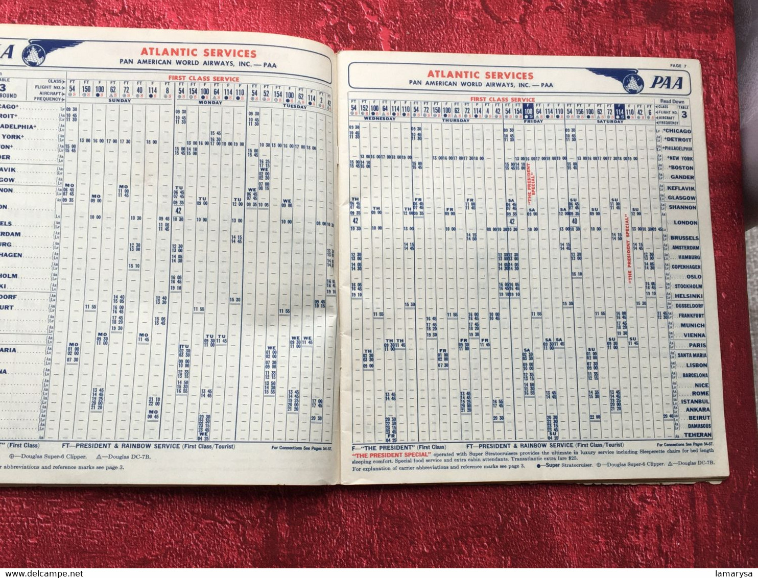 1956 Pan America World Airways-PAA-☛Dépliant Guide Horaires-Voyage-☛Vintage Flight Timetable Aviation Memorabilia-Cargo- - Orari