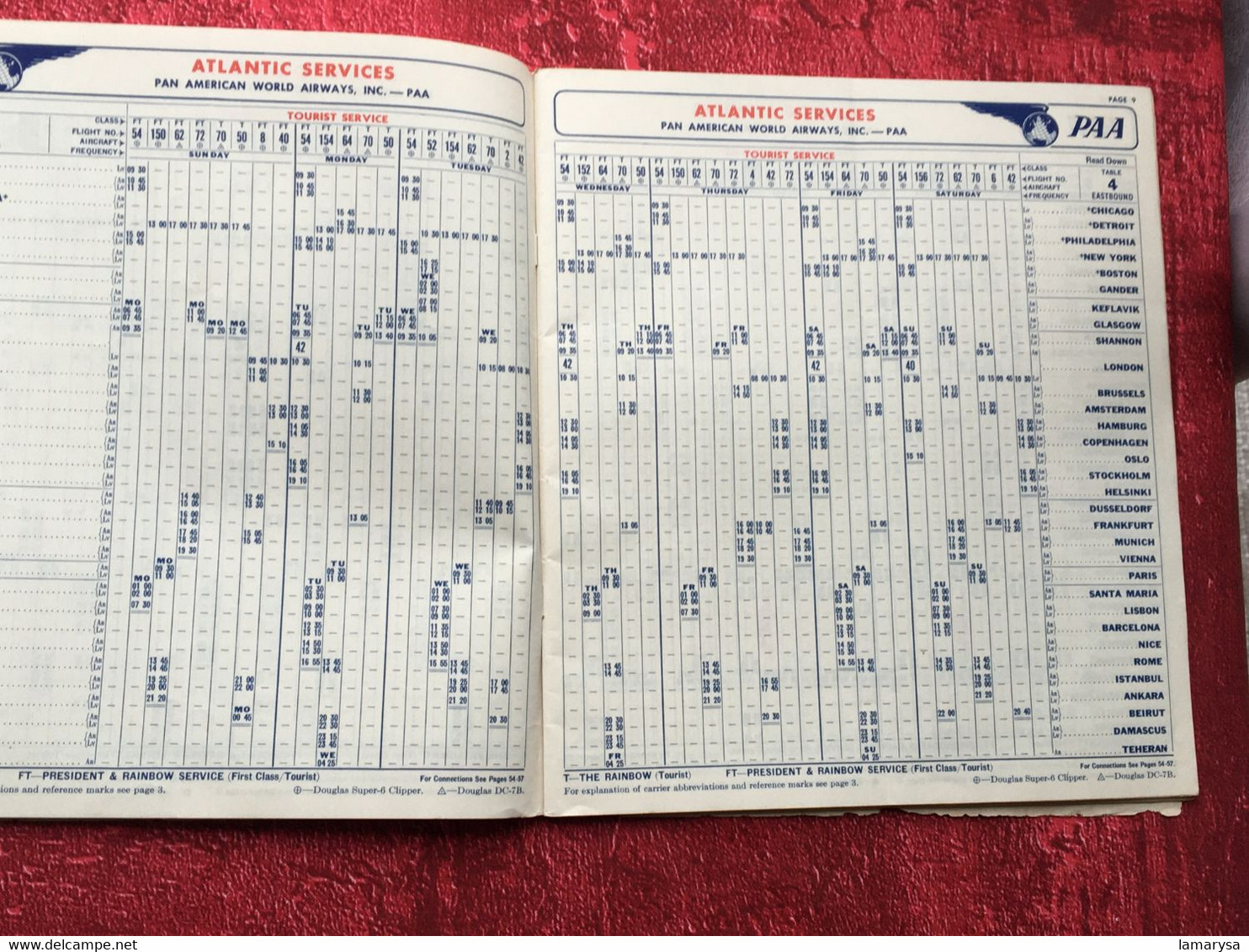 1956 Pan America World Airways-PAA-☛Dépliant Guide Horaires-Voyage-☛Vintage Flight Timetable Aviation Memorabilia-Cargo- - Orari