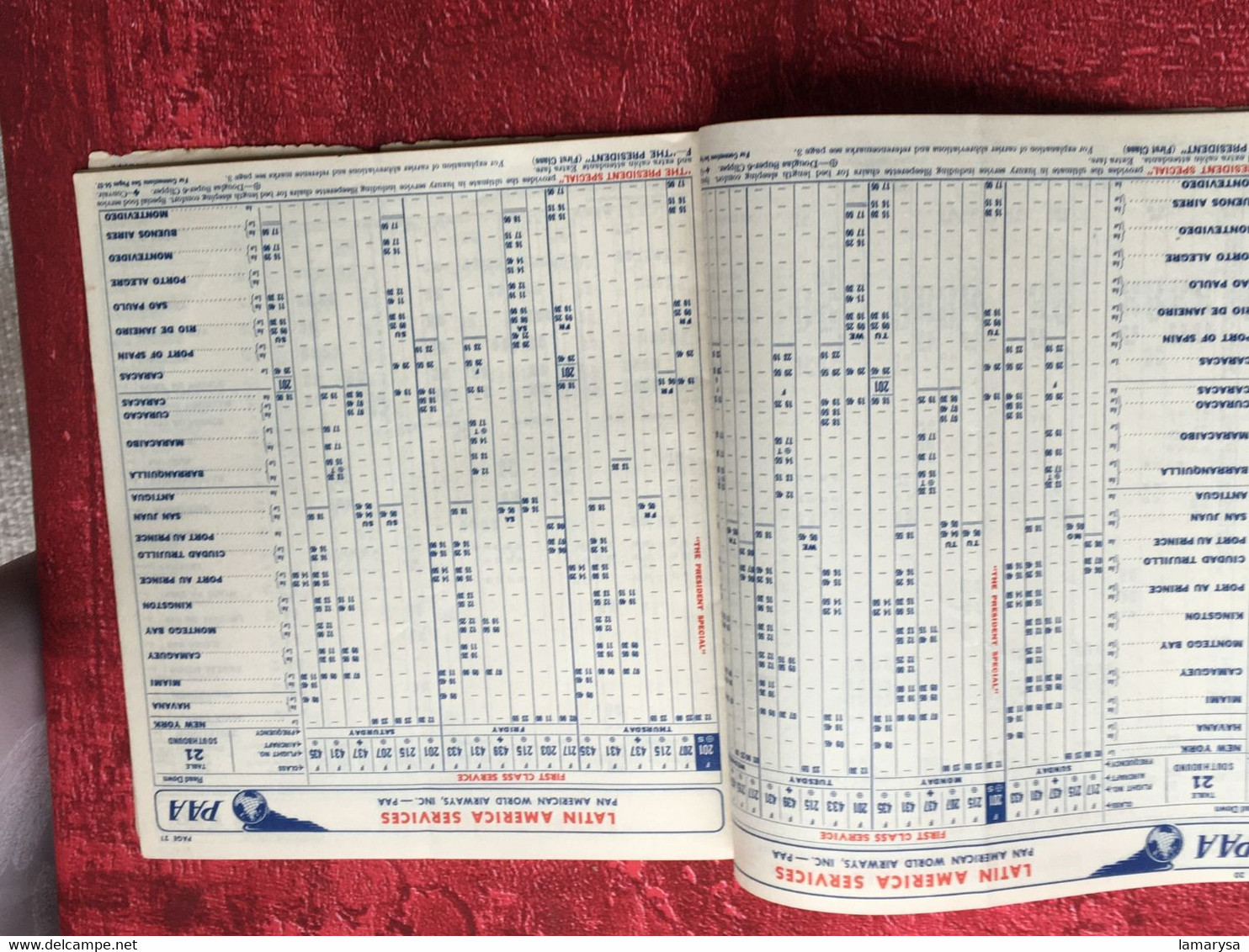 1956 Pan America World Airways-PAA-☛Dépliant guide Horaires-Voyage-☛Vintage Flight Timetable Aviation Memorabilia-Cargo-