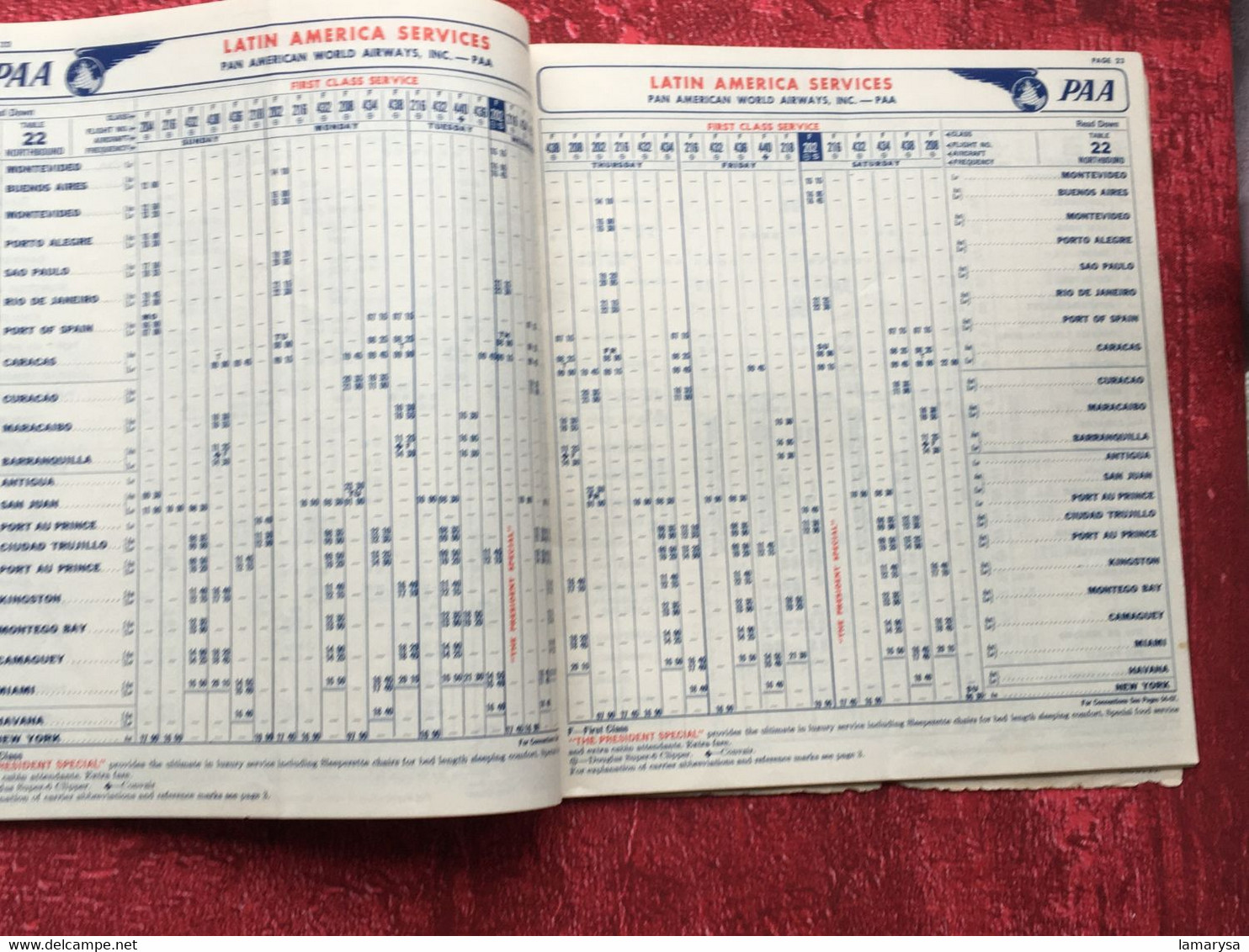 1956 Pan America World Airways-PAA-☛Dépliant guide Horaires-Voyage-☛Vintage Flight Timetable Aviation Memorabilia-Cargo-