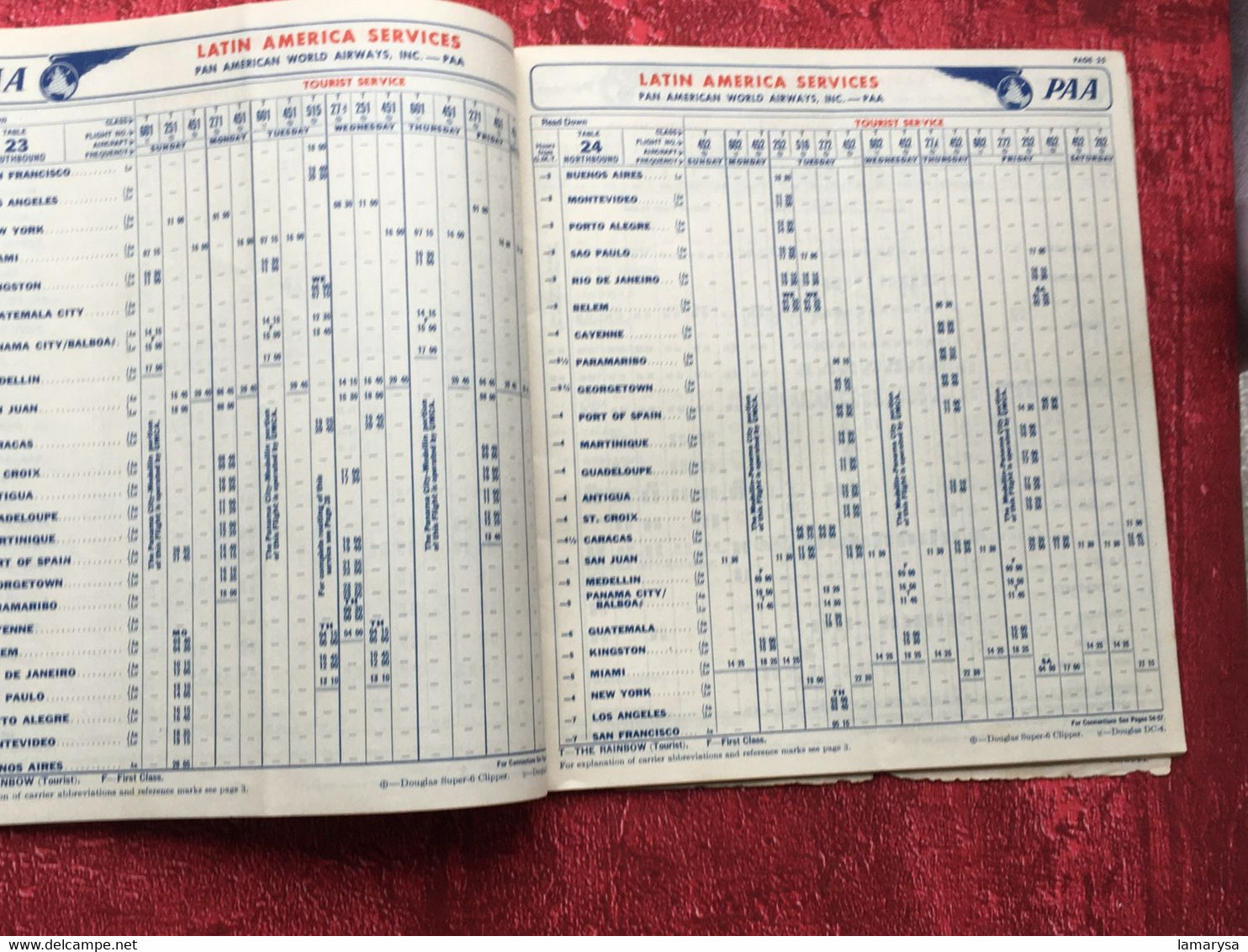 1956 Pan America World Airways-PAA-☛Dépliant guide Horaires-Voyage-☛Vintage Flight Timetable Aviation Memorabilia-Cargo-