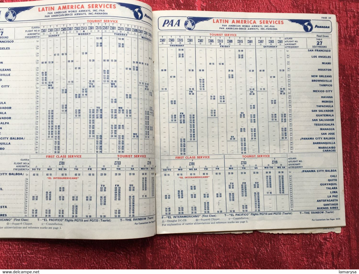 1956 Pan America World Airways-PAA-☛Dépliant guide Horaires-Voyage-☛Vintage Flight Timetable Aviation Memorabilia-Cargo-