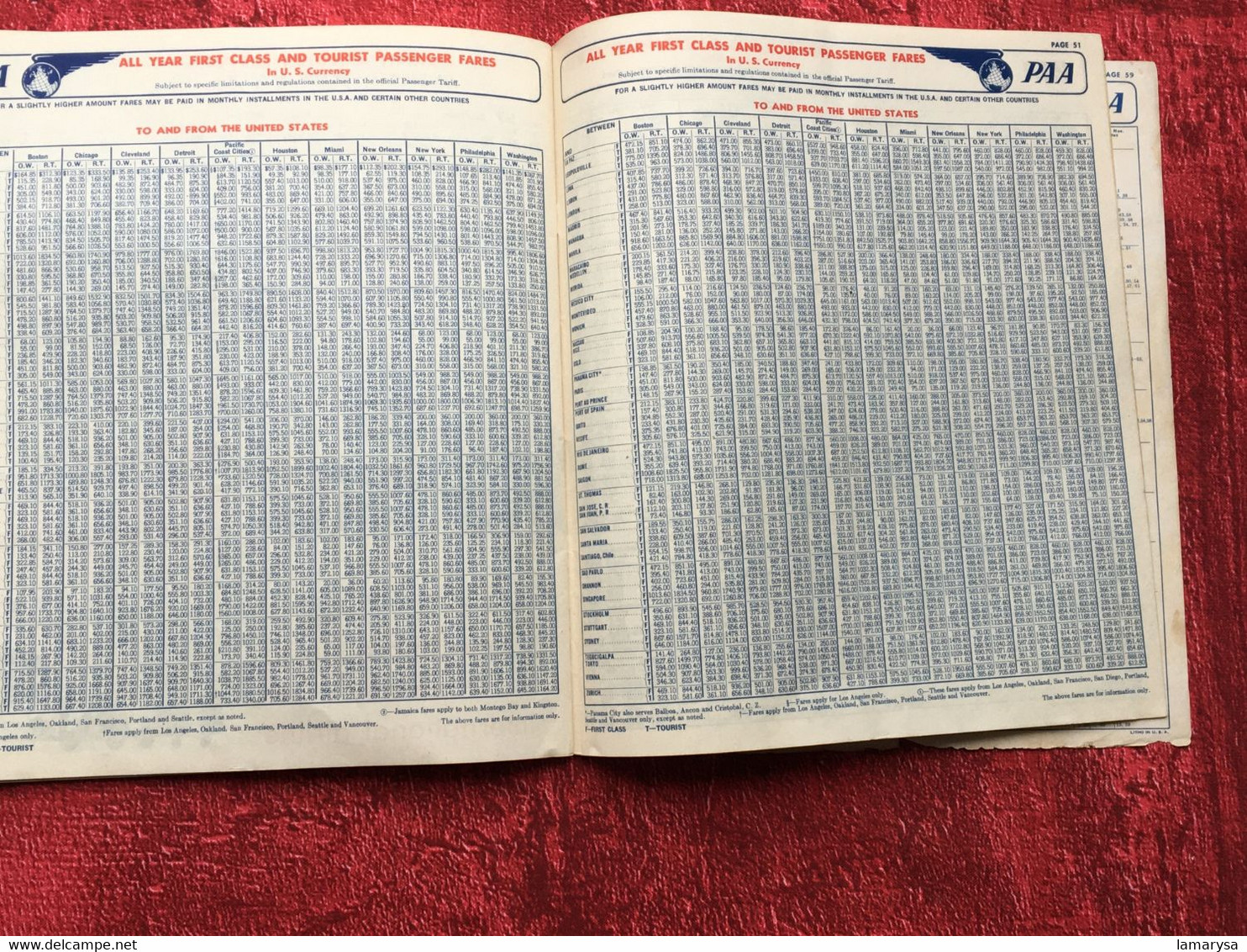 1956 Pan America World Airways-PAA-☛Dépliant guide Horaires-Voyage-☛Vintage Flight Timetable Aviation Memorabilia-Cargo-