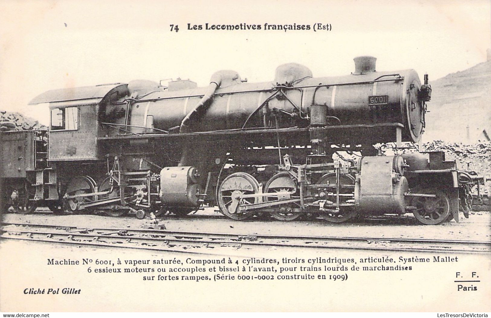 CPA Chemin De Fer - Les Locomotives Françaises EST - F Fleury 74 - Machine N° 6001 - Treni