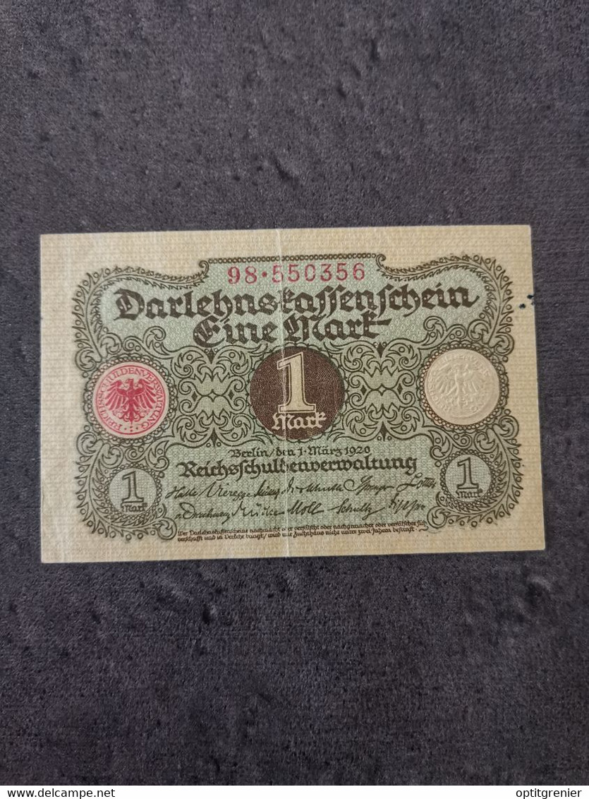 BILLET 1 MARK BERLIN 1 MARS 1920 WEIMAR ALLEMAGNE / GERMANY BANKNOTE - Non Classificati