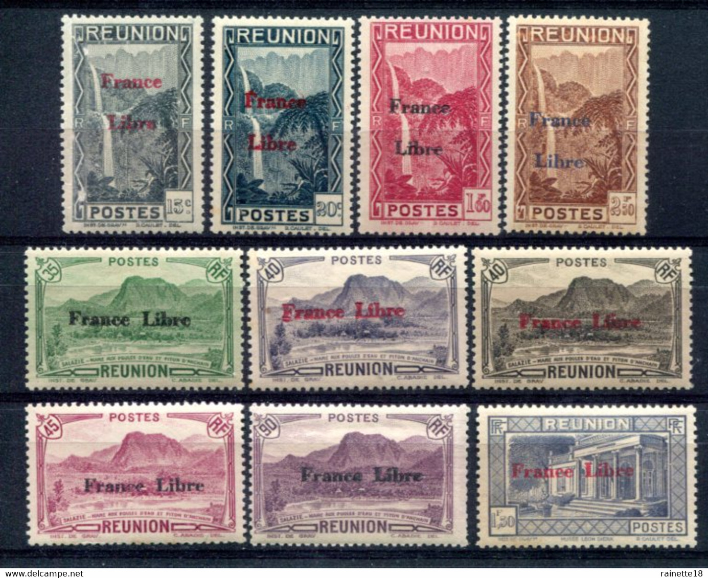 Réunion     France Libre  **   190/193-202-209-224/225-229-232 - Unused Stamps