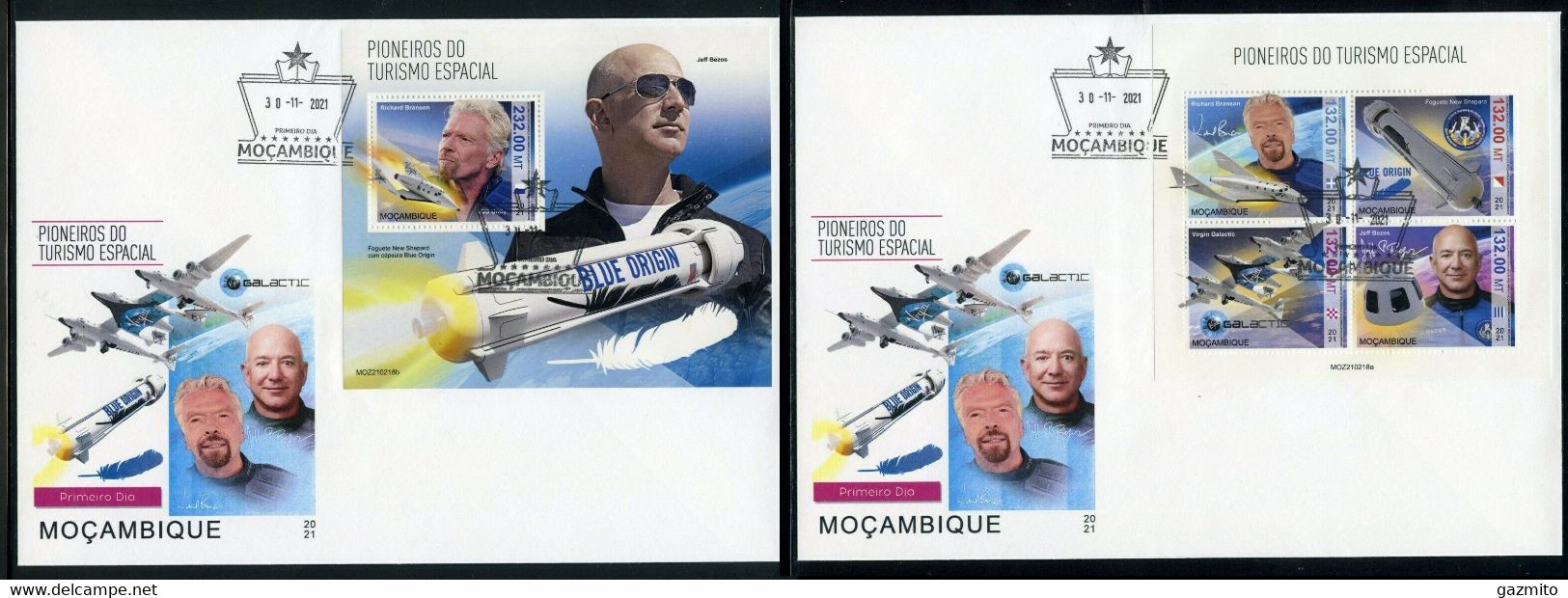 Mozambico 2021, Space, Space Tourism, 4val +BF In 2FDC - Afrique