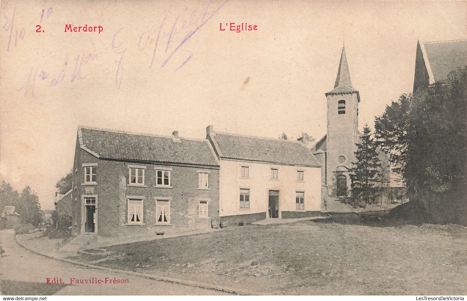 CPA - Belgique - Merdorp - L'Eglise - Edit. Fauville Fréson - Oblitéré Wasseiges 1910 - Clocher - Eglise - Hannut