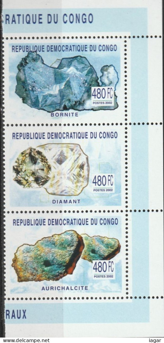 THEMATIC MINERAL:  BORNITE, DIAMANT, AURICHALCITE    - 3v+4MS   - CONGO - Minéraux