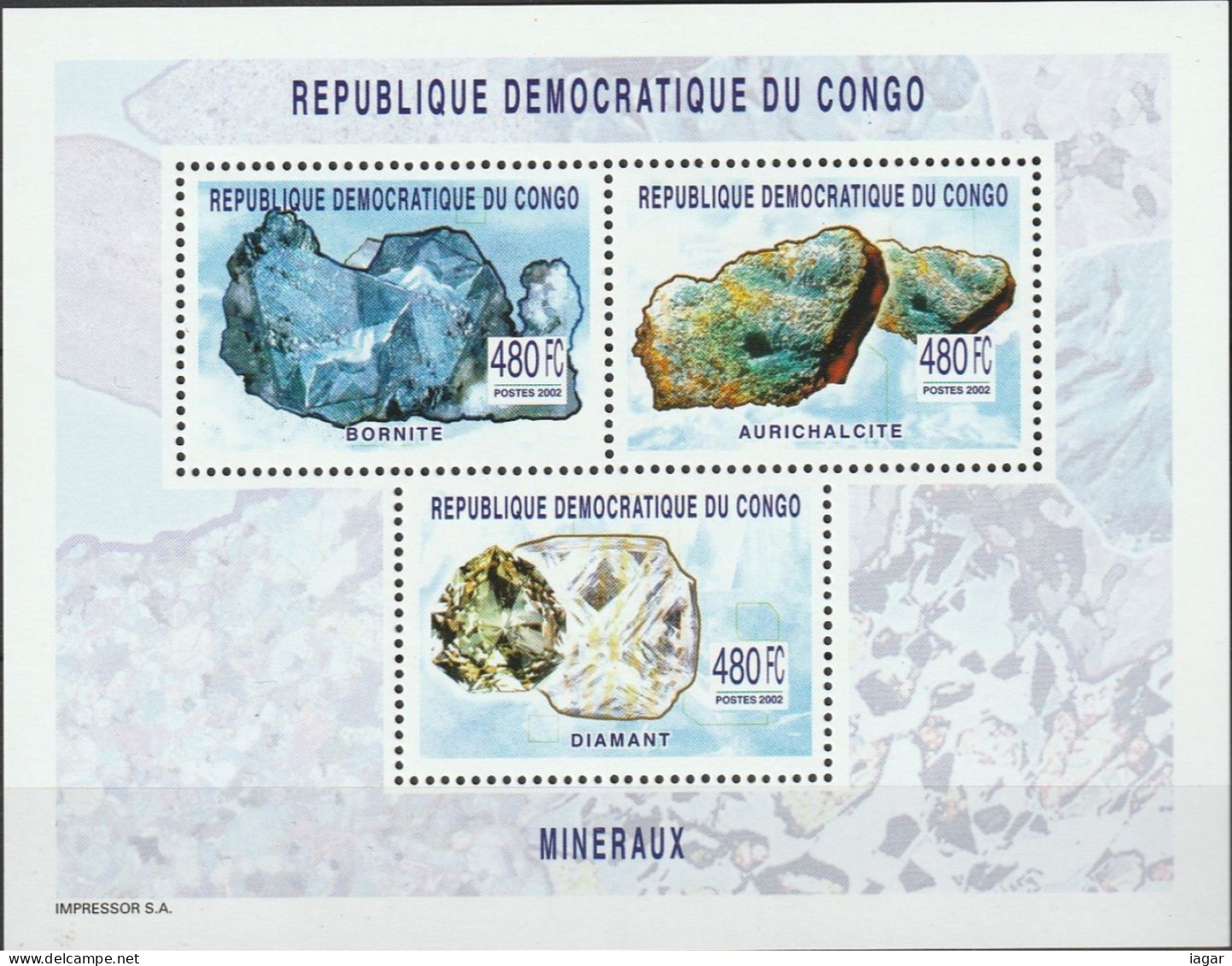 THEMATIC MINERAL:  BORNITE, DIAMANT, AURICHALCITE    - 3v+4MS   - CONGO - Minéraux