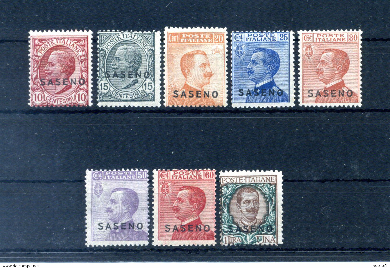 1923 SASENO S1 1/8 MNH **, Serie Completa, Gomma Integra - Saseno