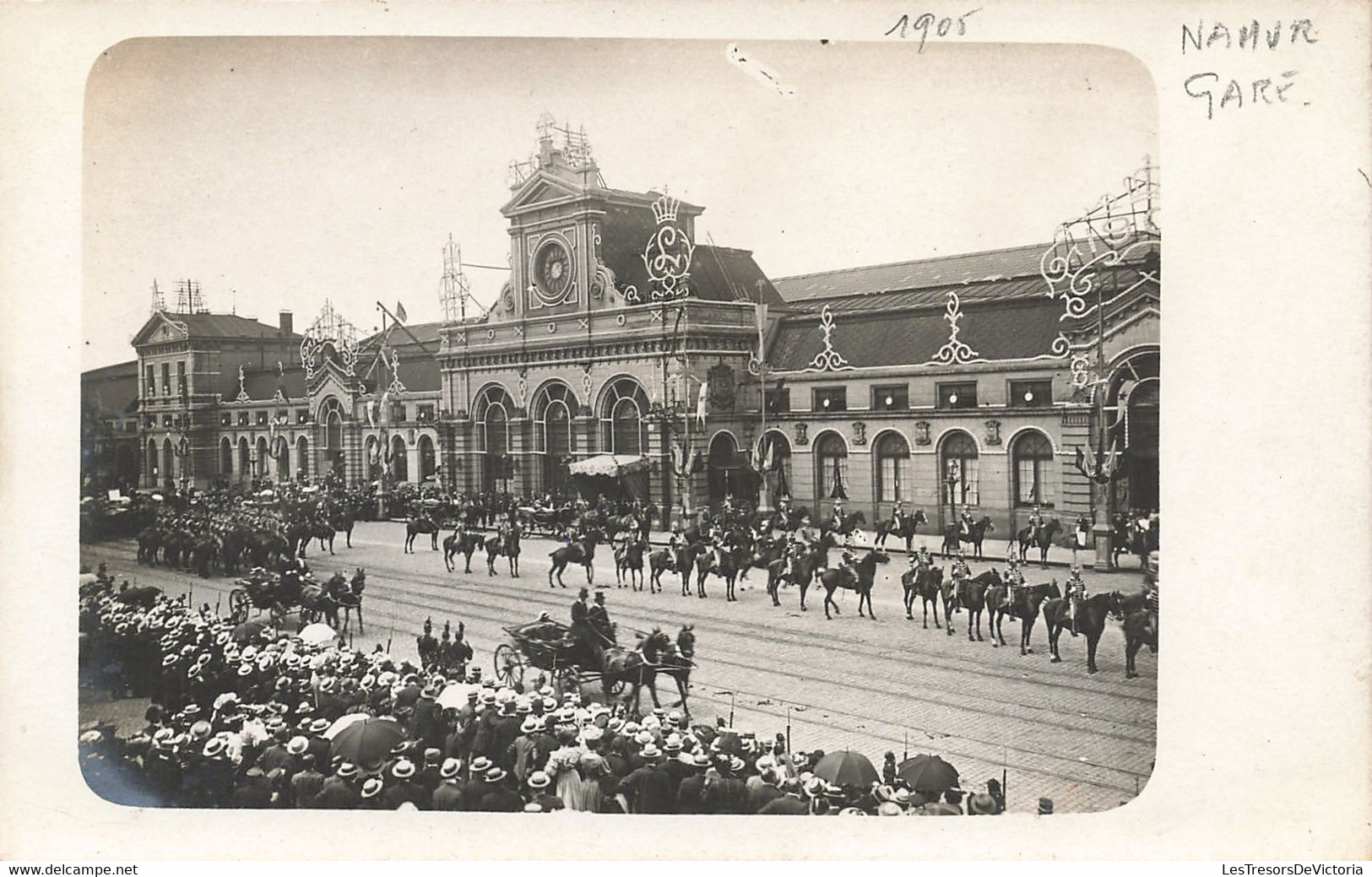 CPA - Belgique - Namur - Gare - Carte Photo - Cheval - Défilé Militaire - Horloge - Other & Unclassified