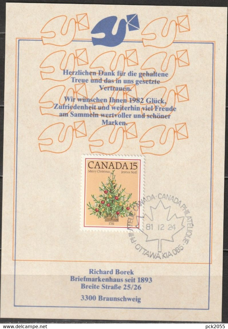 Kanada 1981 Mi-Nr. 811 Weihnachten Auf Karte ( D 5314) Günstige Versandkosten - Covers & Documents