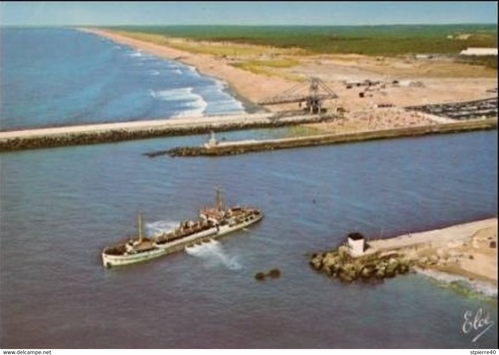 LE BOUCAU - L'entrée De L'Adour Avec La Nouvelle Digue, Au Fond, La Grande Plage (bateau) - Boucau