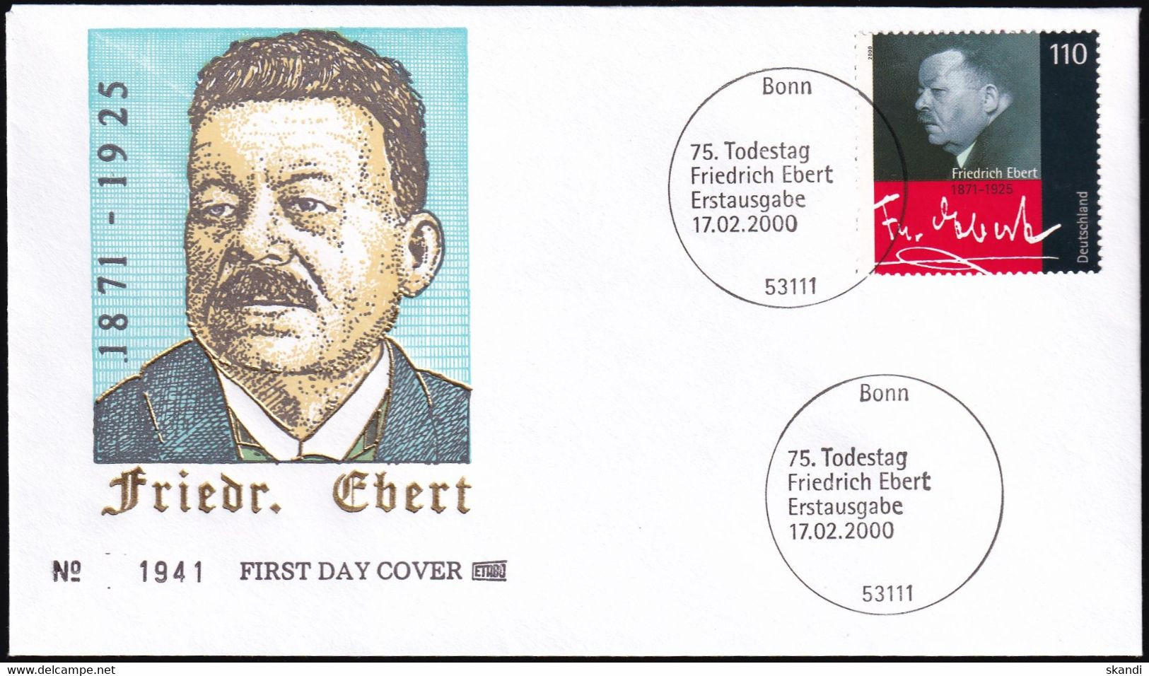 DEUTSCHLAND 2000 Mi-Nr. 2101 FDC - 1991-2000