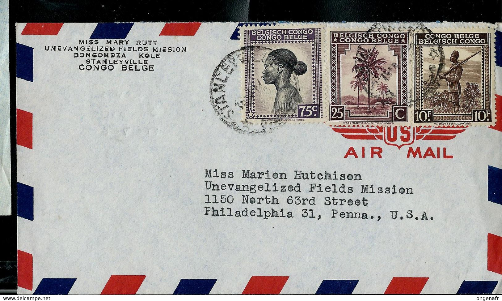 Lettre Avec N° 236 - 232 Et 266 Obl. STANLEYVILLE 16/04/47 Vers USA - Covers & Documents