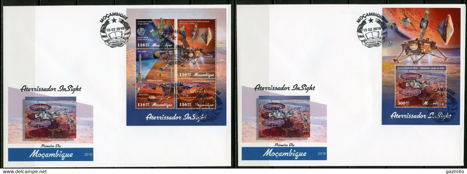 Mozambico 2019, Space, Insight Lander, 4val In BF +BF In 2FDC - Afrique