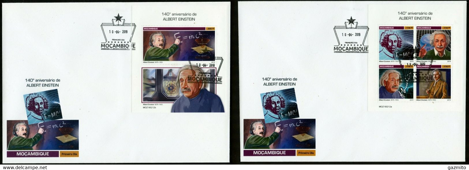 Mozambico 2019, Einstein, 2FDC - Albert Einstein