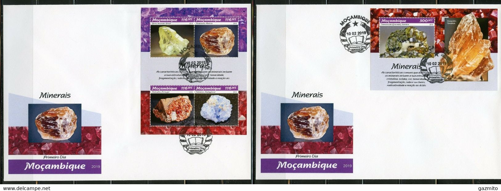 Mozambico 2019, Minerals I, 4val In BF +BF  In 2FDC - Minéraux