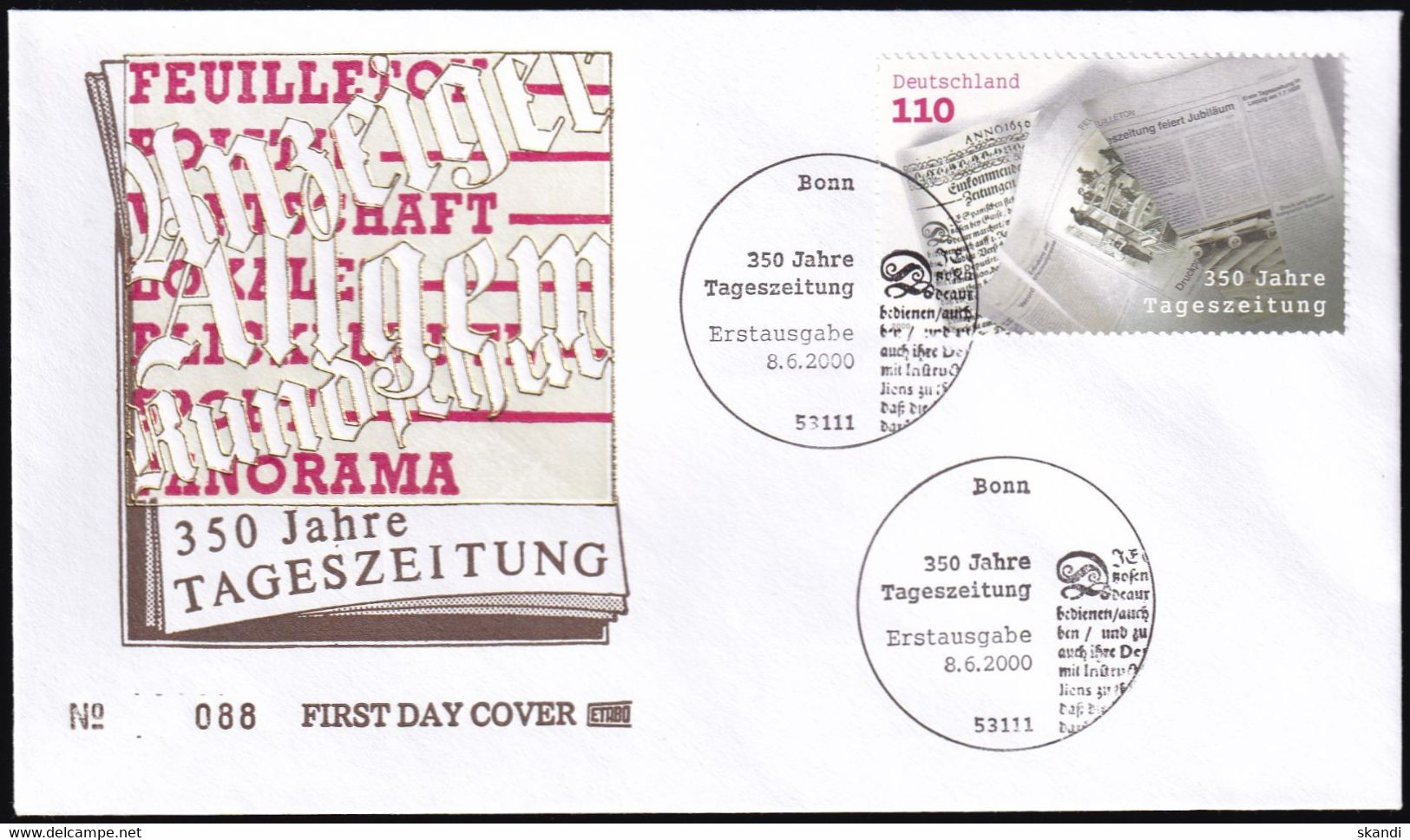 DEUTSCHLAND 2000 Mi-Nr. 2123 FDC - 1991-2000