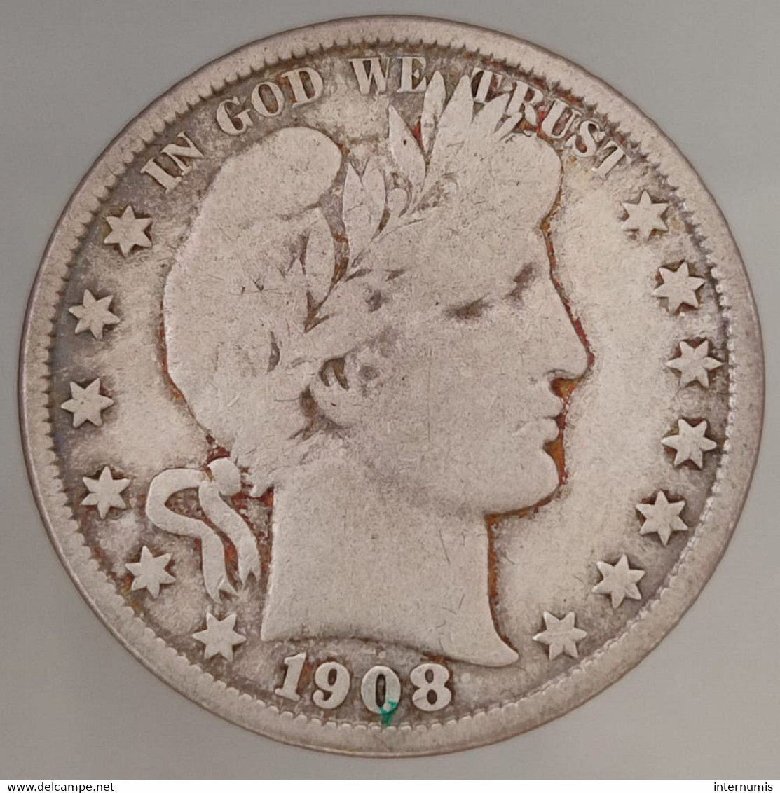 Etats-Unis / USA, Barber, 1/2 Dollar, 1908-O, New Orleans, Argent (Silver), , KM#116 - 1892-1915: Barber