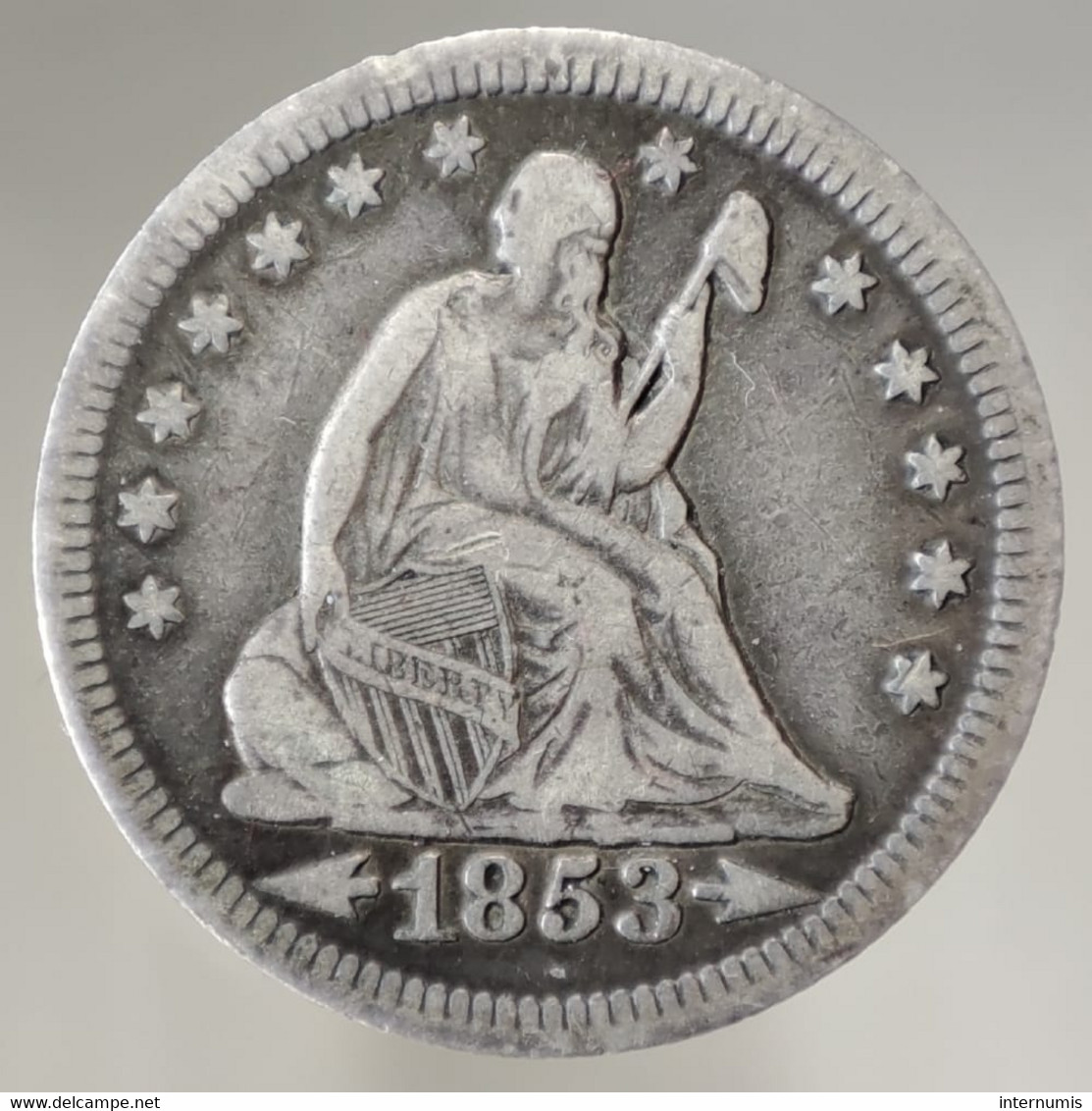 Etats-Unis / USA, Liberté Assise / Seated Liberty, 1/4 Dollar, 1853, Argent (Silver), TTB (EF), KM#78 - 1838-1891: Seated Liberty