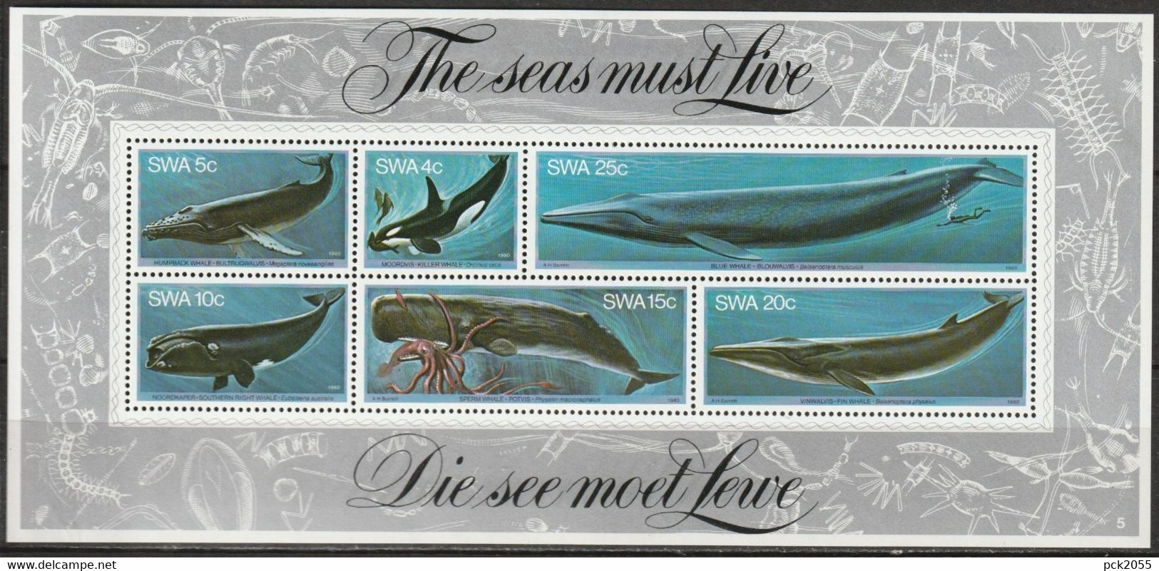 SWA  1980  Nr.466 - 471 Block 5 ** Postfrisch Wale ( EK27/1 ) Günstige Versandkosten - Blokken & Velletjes