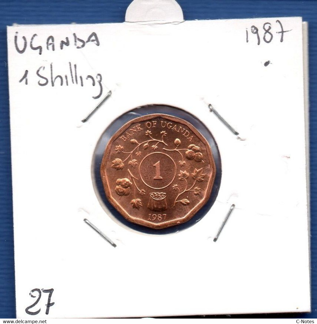 UGANDA - 1 Shilling 1987 -  See Photos - Km 27 - Ouganda