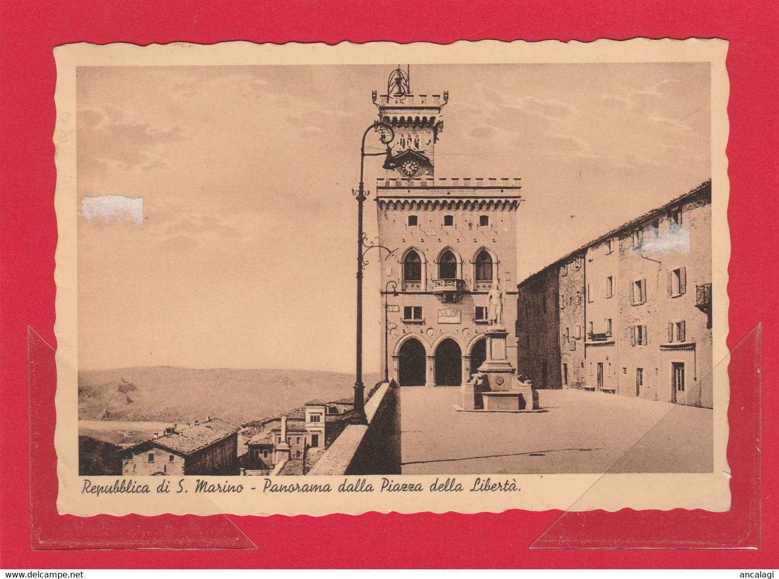 SAN MARINO 1935 - St.Post.001 - Cart. Illustrata 20 Cent. "veduta PALAZZO DEL CONSIGLIO" - Vedi Descrizione - - Briefe U. Dokumente