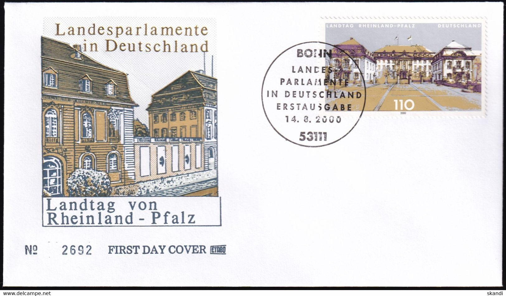 DEUTSCHLAND 2000 Mi-Nr. 2129 FDC - 1991-2000