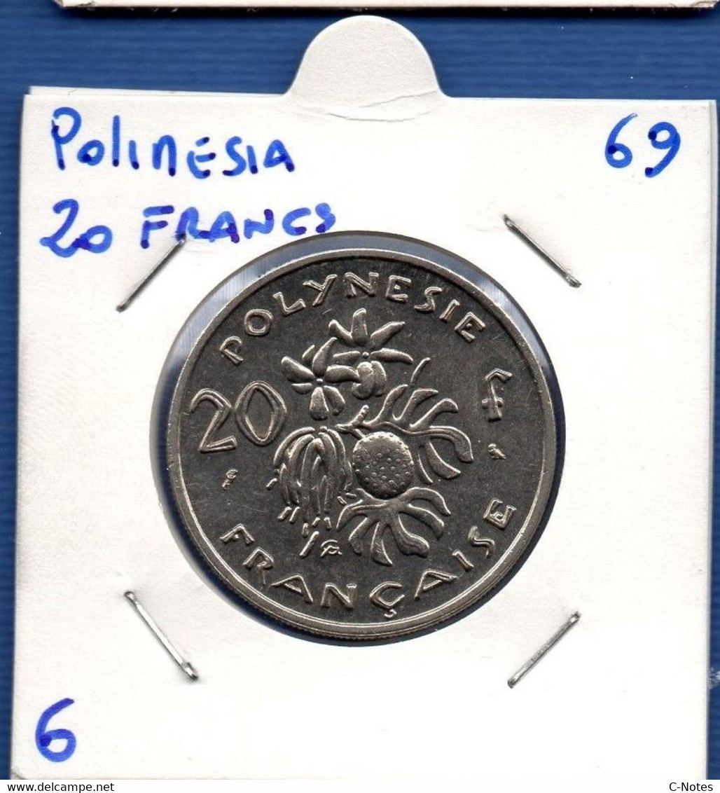 FRENCH PACIFIC TERRITORIES - 20 Francs 1969 -  See Photos -  Km 6 - Frans-Polynesië