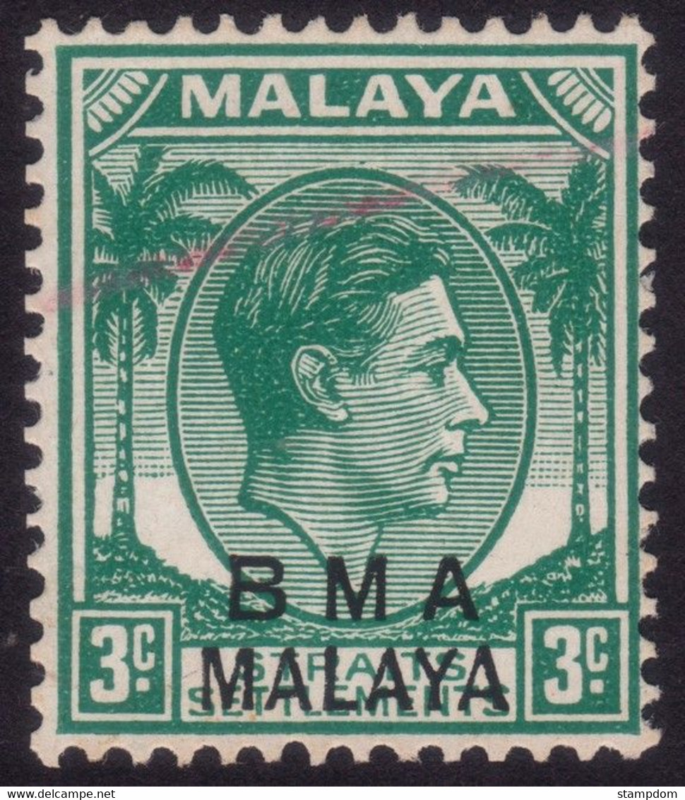 STRAIT SETTLEMENTS/BMA  1945 3c Chalkpaper Sc#258 - USED @N089 - Malaya (British Military Administration)