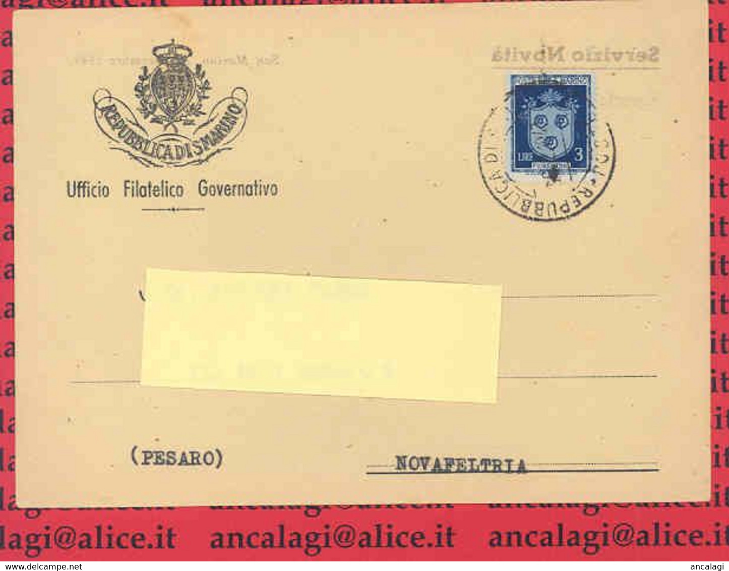 SAN MARINO 1947 - St.Post.003 - Cart. Servizio Novità, L.3 "STEMMI" - Vedi Descizione - - Briefe U. Dokumente
