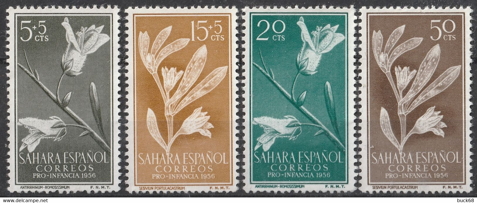 SAHARA ESPAGNOL 113 à 116 ** MNH Fleur Bourgeon Flower Blume Pro Infancia 1956 - Sahara Español