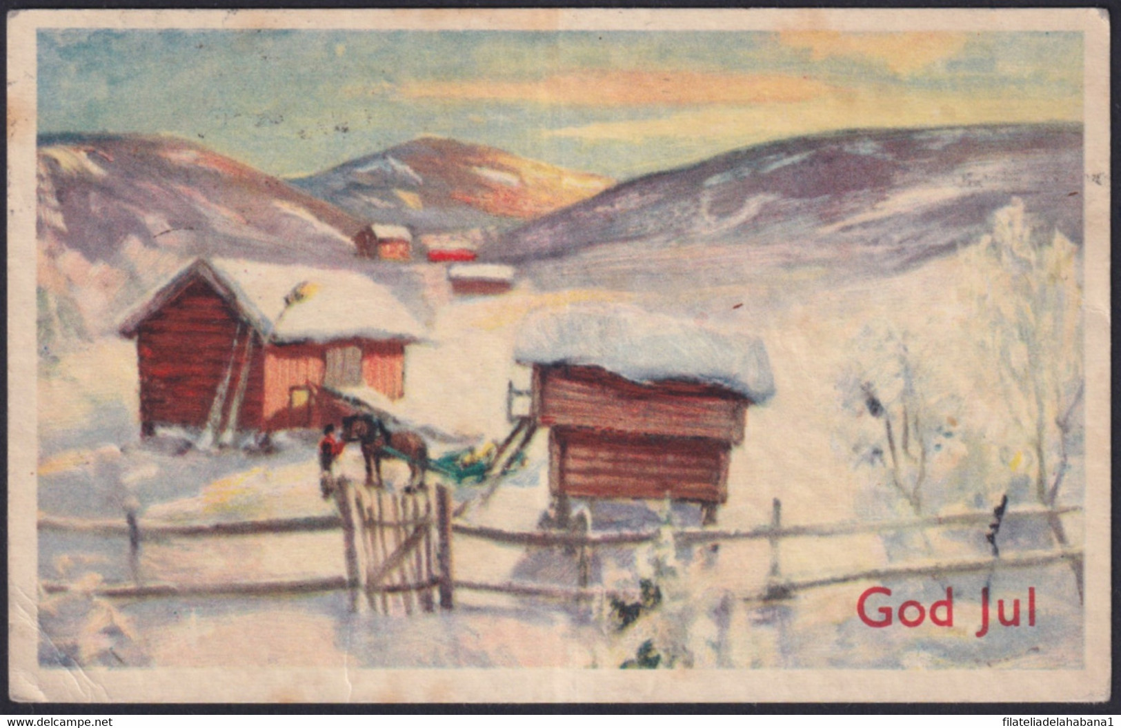 F-EX39326 NORWAY NORGE 1938 POSTCARD + RED CROSS CINDERELLA. - Otros & Sin Clasificación