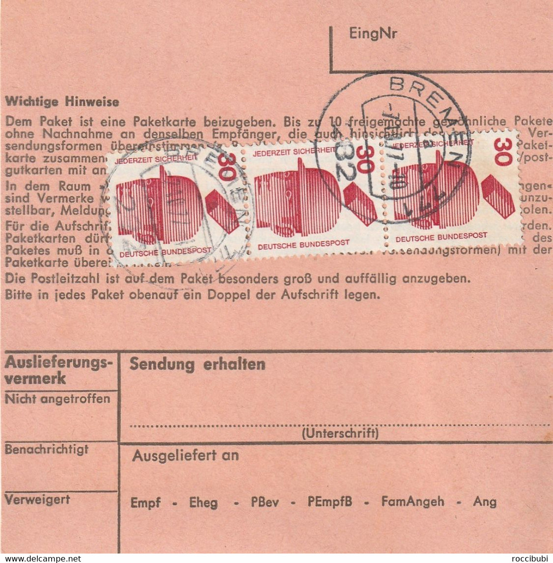 Paketkarte, Bremen - Otros & Sin Clasificación