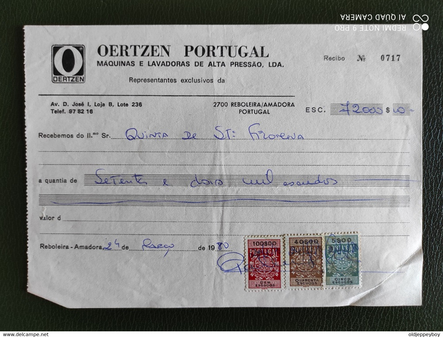 PORTUGAL RECIBO INVOICE OERTZEN 1980 - Portogallo