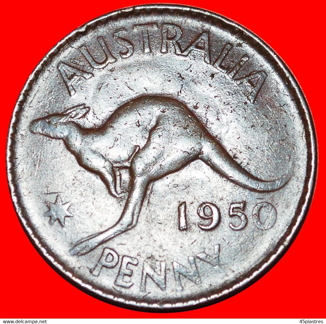 * KANGAROO RIGHT: AUSTRALIA ★ 1 PENNY 1950 MELBOURNE! GEORGE VI (1937-1952)! ★LOW START ★ NO RESERVE! - Penny