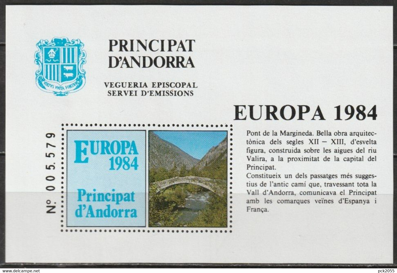 Andorra 1984 Bischöfliche Viguerie EUROPA 1984( EK29/2) Günstige Versandkosten - Episcopal Viguerie